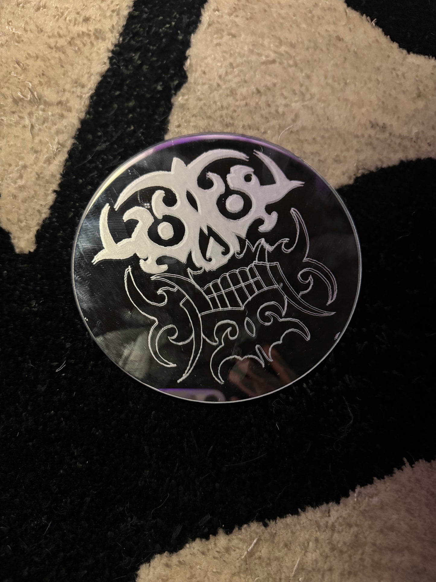Tribal Skull Engraved Mirror